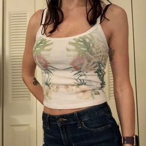 Tropical bird symmetrical crop tank